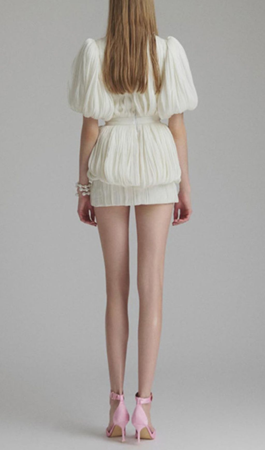 Evia V-Neck Pleated Flower Mini Dress