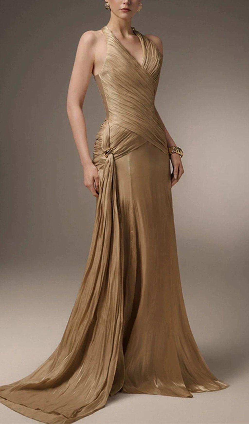 Evonnia Halter V-Neck Maxi Dress