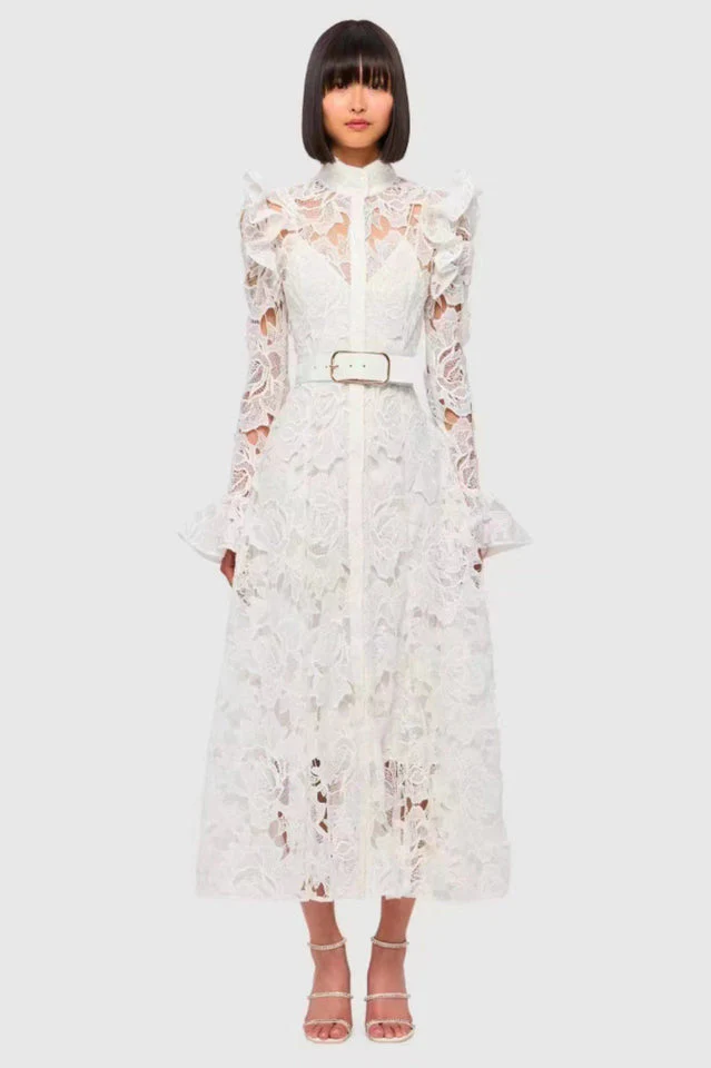 Aliyah Lace Butterfly Sleeve Midi Dress